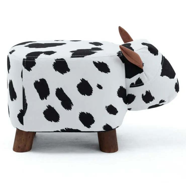 Cow-Shaped Kids Pouf – 17.7" x 9.1" x 10.6" Black and white Clearance