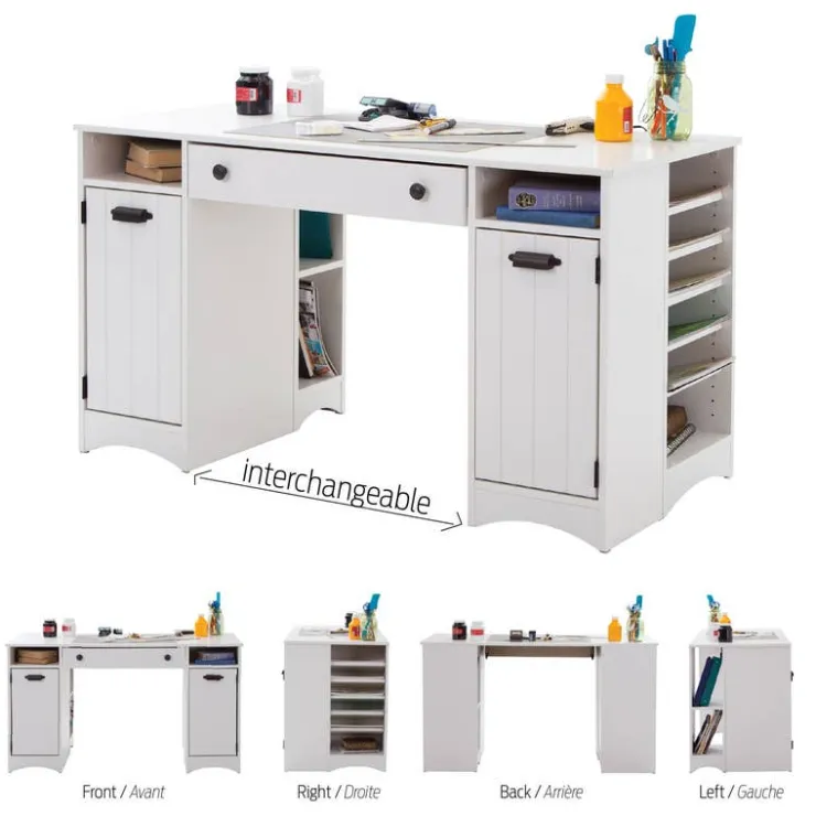 Meubles South Shore Craft Table with Storage - South Shore PURE WHITE Clearance