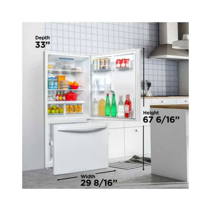 Danby 30 In 18.7 Cu ft Refrigerator Bottom Freezer - DBM187E1WDB White Clearance