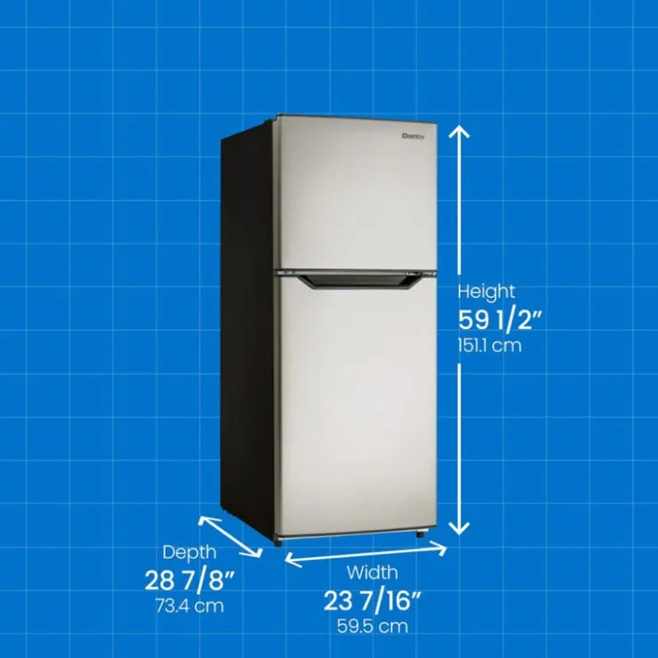 Danby 24 in 11,6 Cu ft Refrigerator Top Freezer - DFF116B2SSDB Stainless Outlet