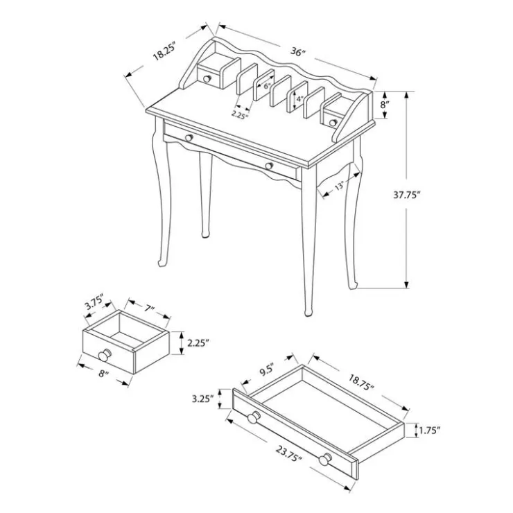 Monarch Desk - 36"l / antique traditional - White Hot