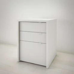 Nexera Desk and 3-Drawer Filing Cabinet - White and Beige