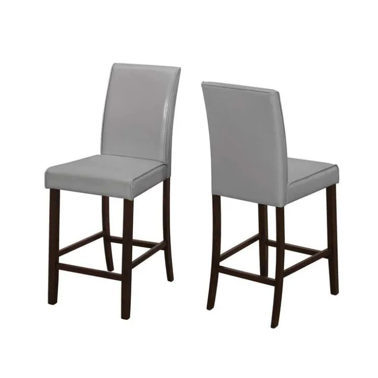 Monarch Dining chair - 2pcs / leather-look counter height - Grey Outlet