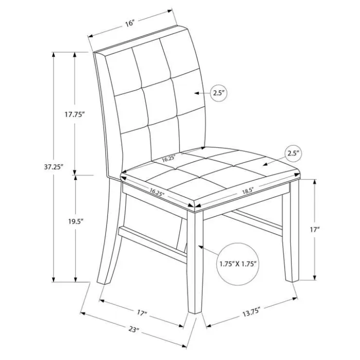 Monarch Dining chair - 2pcs / 37"h grey / fabric seat - Cream Hot