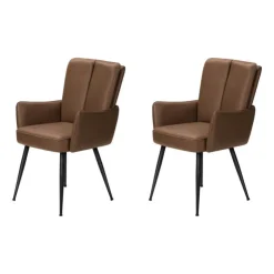 Monarch Dining Chairs Faux Leather (Set of 2) - Light - BROWN