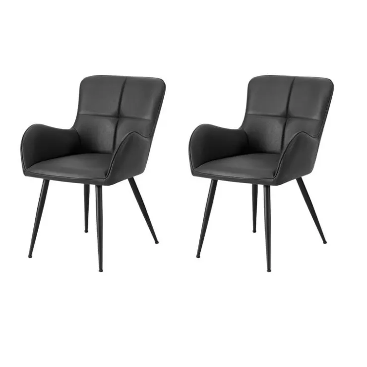 Monarch Dining Chairs (Set of 2) Leather-Look 33” Height - BLACK Outlet