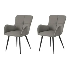 Monarch Dining Chairs (Set of 2) Suede-Look 33” Height - GREY