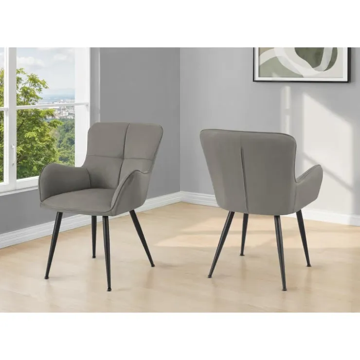 Monarch Dining Chairs (Set of 2) Suede-Look 33” Height - GREY