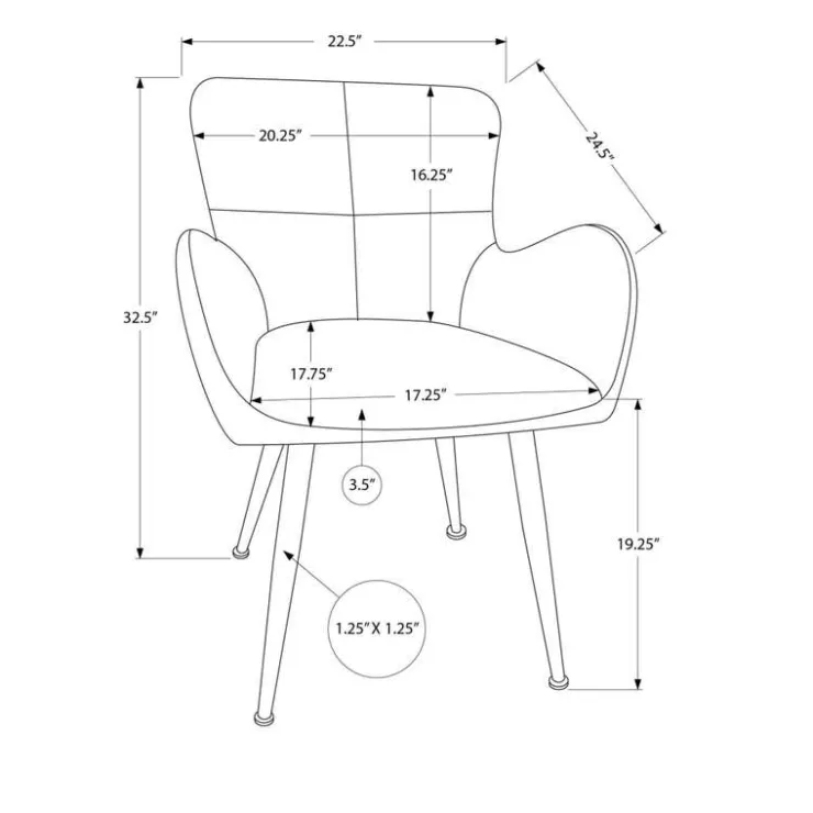 Monarch Dining Chairs (Set of 2) Suede-Look 33” Height - GREY