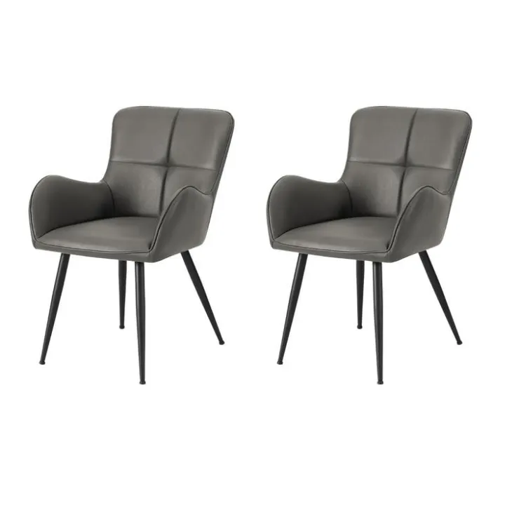 Monarch Dining Chairs (Set of 2) Leather-Look 33” Height - GREY