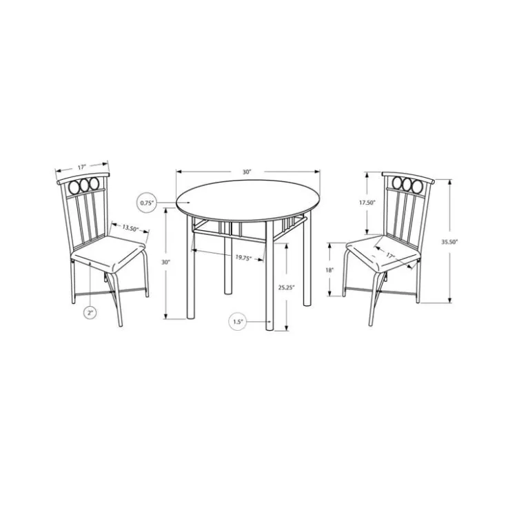 Monarch Dining set - 3pcs set / metal and top - Black Hot