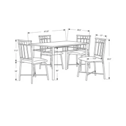 Monarch Dining set - 5pcs set / marble / bronze metal - Espresso New