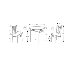 Monarch Dining set - 3pcs set / / silver metal Espresso Clearance