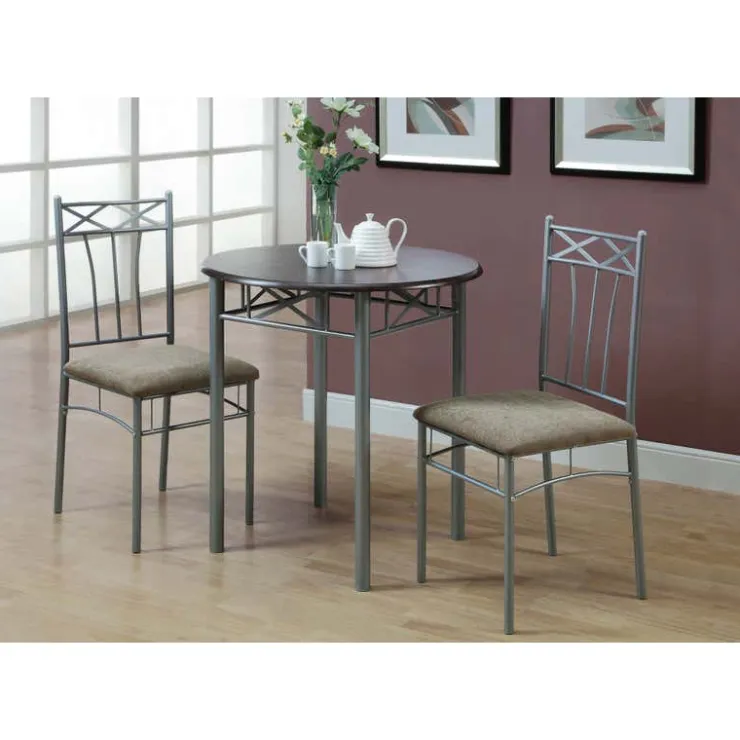 Monarch Dining set - 3pcs set / / silver metal Espresso Clearance