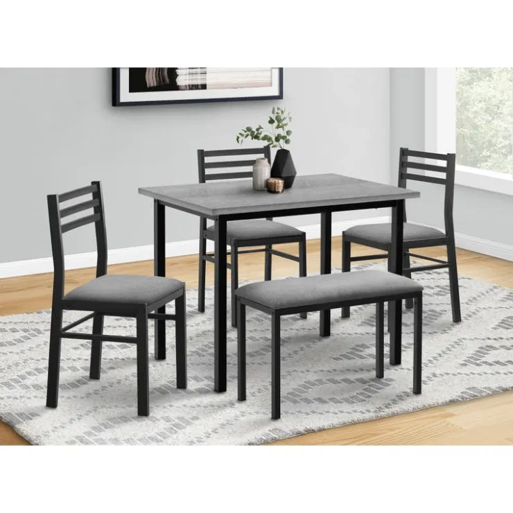 Monarch Dining set - 5pcs set / top / black metal Grey Hot