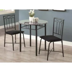 Monarch Dining set - 3pcs set / marble / charcoal metal Grey