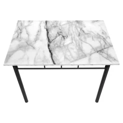 Monarch Dining set - 5pcs set / marble top / black metal White Hot