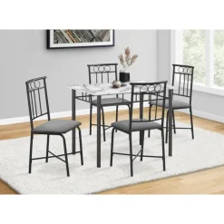 Monarch Dining set - 5pcs set / marble top / black metal White Hot