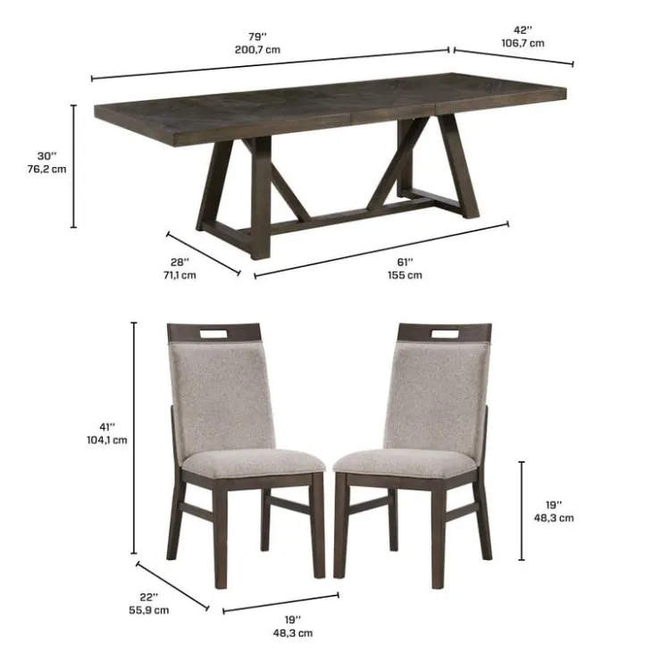 Dining Table with 4 Chairs GREY Outlet