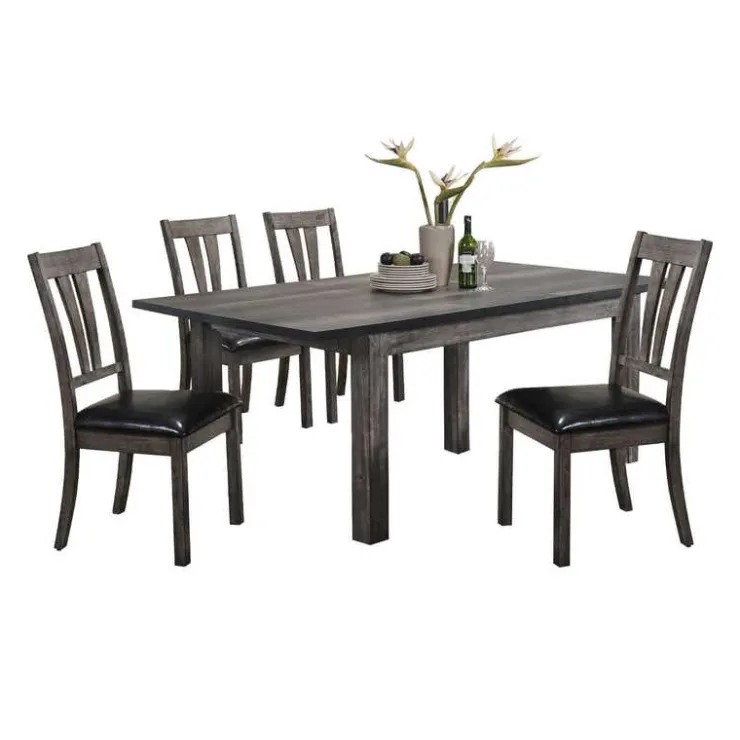 Dining Table with 4 Chairs Grey Sale