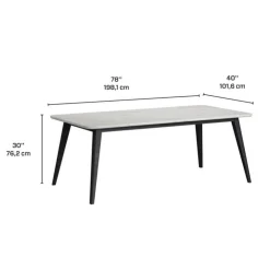 Dining Table with White Marble-Look Top Marble Top,Black Legs Best