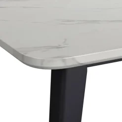 Dining Table with White Marble-Look Top Marble Top,Black Legs Best