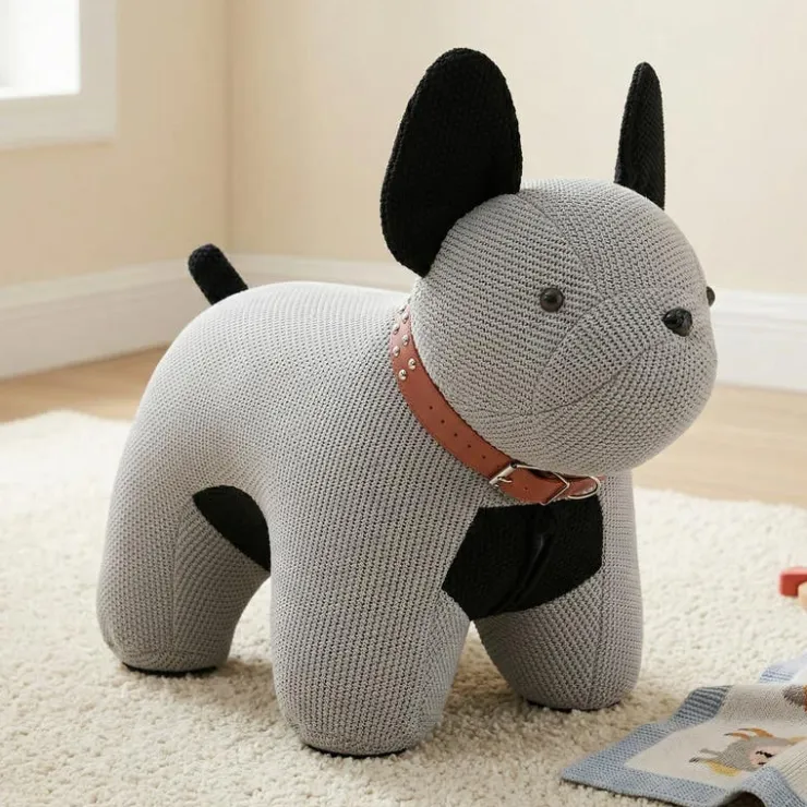 Dog-Shaped Kids Pouf – 27.6" x 13.8" x 13.8" Grey Clearance
