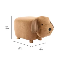 Dog-Shaped Kids Pouf – 13" x 26.4" x 10.65" Fawn/Brown New