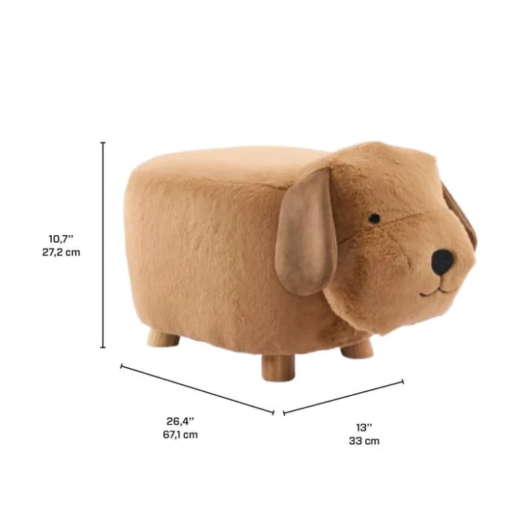 Dog-Shaped Kids Pouf – 13" x 26.4" x 10.65" Fawn/Brown New