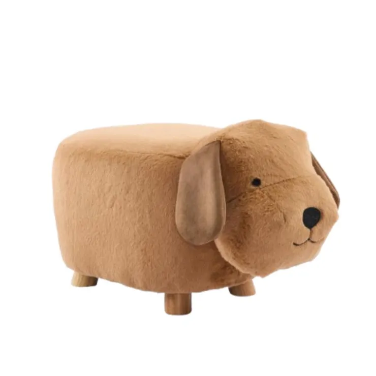 Dog-Shaped Kids Pouf – 13" x 26.4" x 10.65" Fawn/Brown New