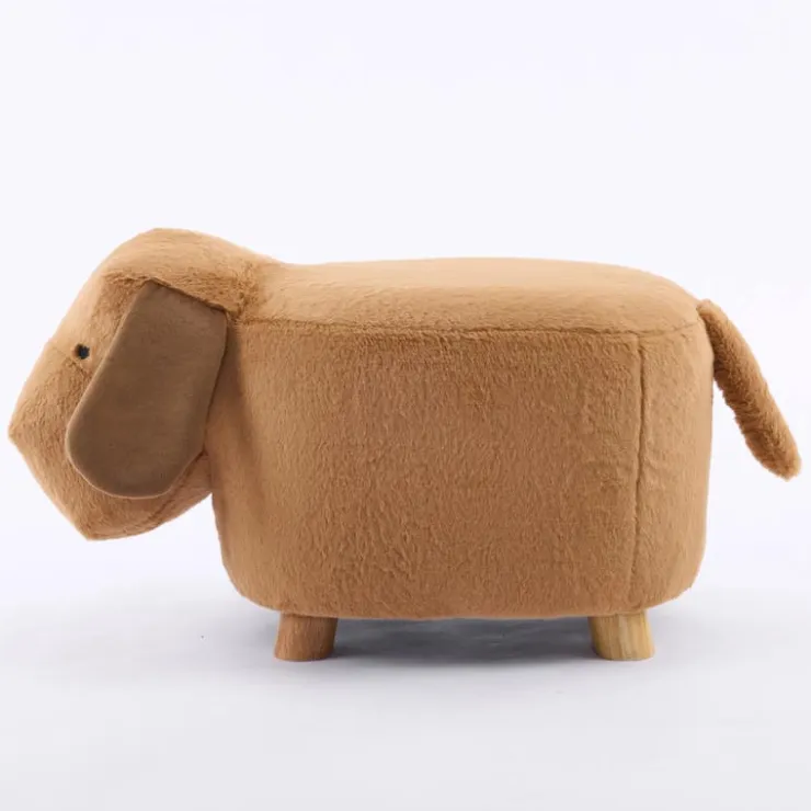Dog-Shaped Kids Pouf – 13" x 26.4" x 10.65" Fawn/Brown New