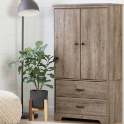 Meubles South Shore 2-Door Armoire with Drawers - South Shore WEATHERED OAK Discount