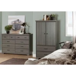 Meubles South Shore 2-Door Armoire with Drawers - South Shore Gray Sale