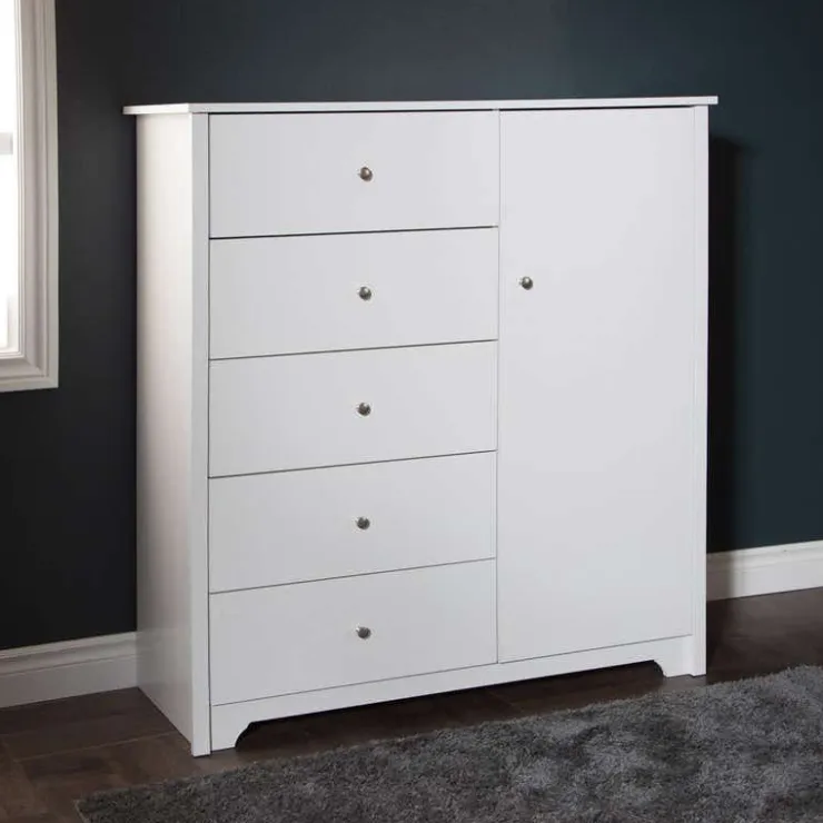 Meubles South Shore Door Chest With 5 Drawers - South Shore PURE WHITE Discount