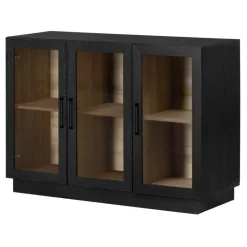 Meubles South Shore 3-Door Glass-Front Buffet - South Shore Black Oak and Natural Ash