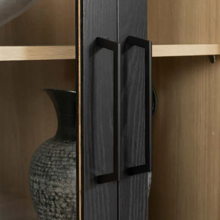 Meubles South Shore 3-Door Glass-Front Buffet - South Shore Black Oak and Natural Ash