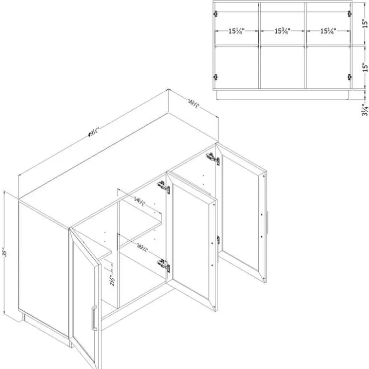 Meubles South Shore 3-Door Glass-Front Buffet - South Shore Black Oak and Natural Ash
