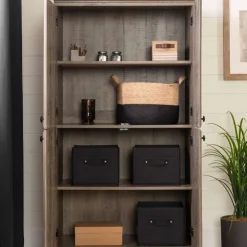 Meubles South Shore 4-Door Storage Cabinet - South Shore Weathered Oak Online