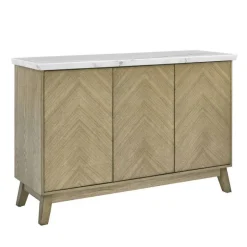3-Door White Marble Top Server White / Naturel Clearance