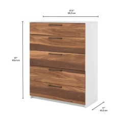 MEQ 5-Drawer Chest WHITE/WALNUT Sale