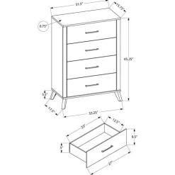 Monarch 4-Drawer Chest Grey Outlet