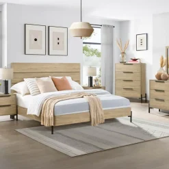 4-Drawer Chest Natural, black legs and legs New