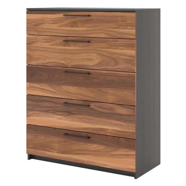 MEQ 5-Drawer Chest SLATE/WALNUT