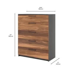 MEQ 5-Drawer Chest SLATE/WALNUT