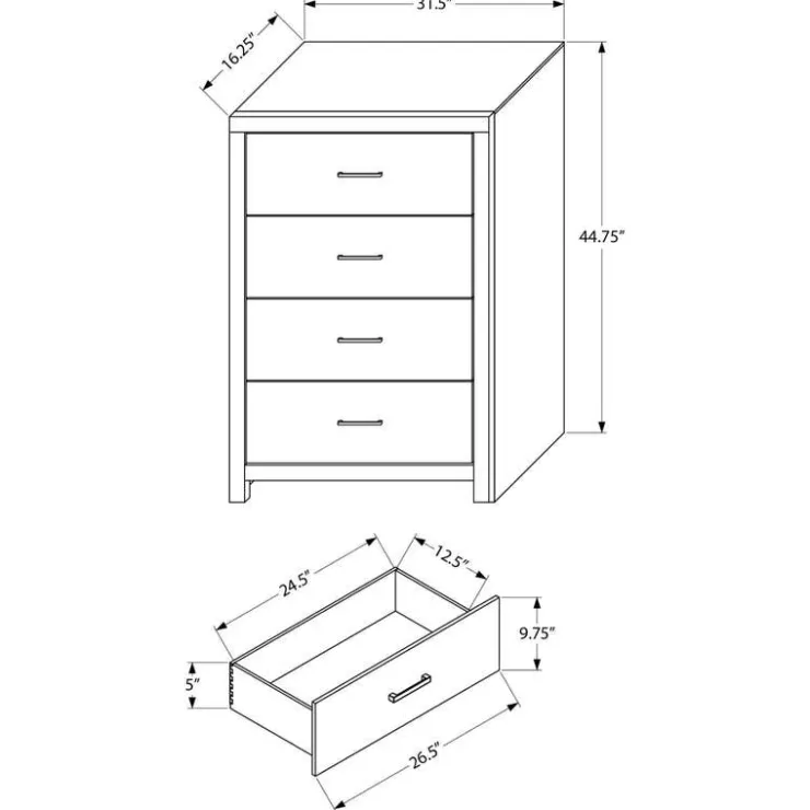 Monarch 4-Drawer Chest Oak Clearance