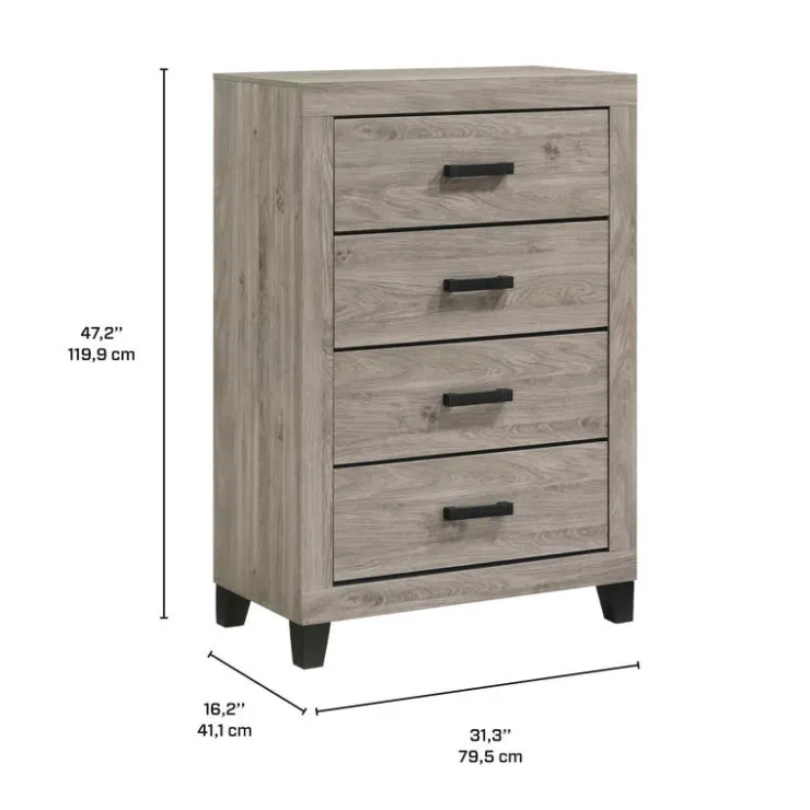 4-Drawer Chest Light Grey New