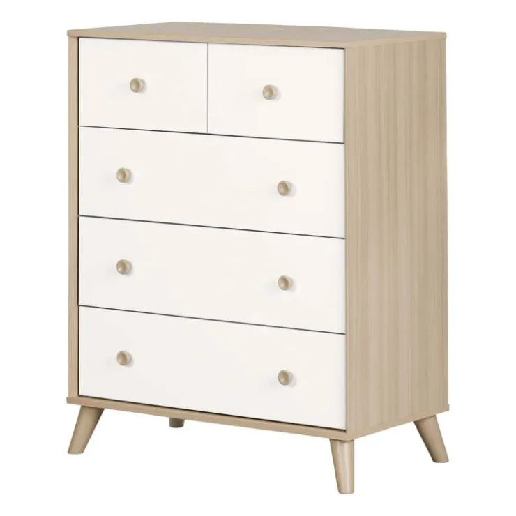 Meubles South Shore 5-Drawer Chest - South Shore Soft Elm and White Clearance