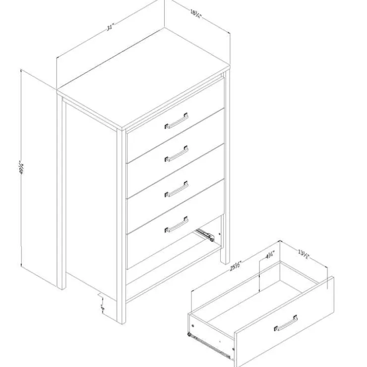 Meubles South Shore 5-Drawer Chest - South Shore Pure White Discount