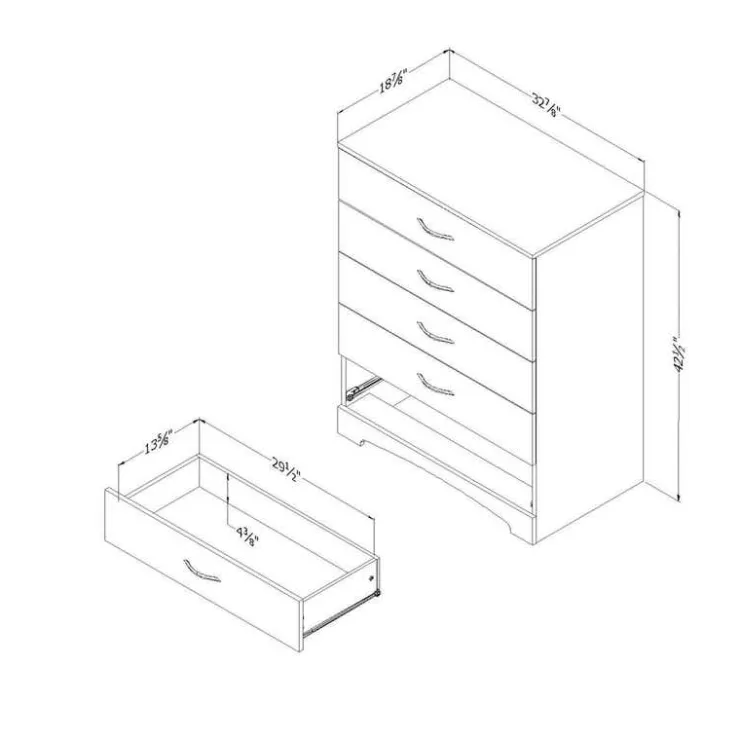 Meubles South Shore 5-Drawer Chest - South Shore PURE BLACK Best