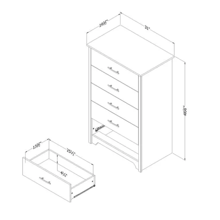 Meubles South Shore 5-Drawer Chest - South Shore Bleached Oak New